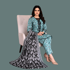 Lawn Three Piece Suit With Lawn Dupatta