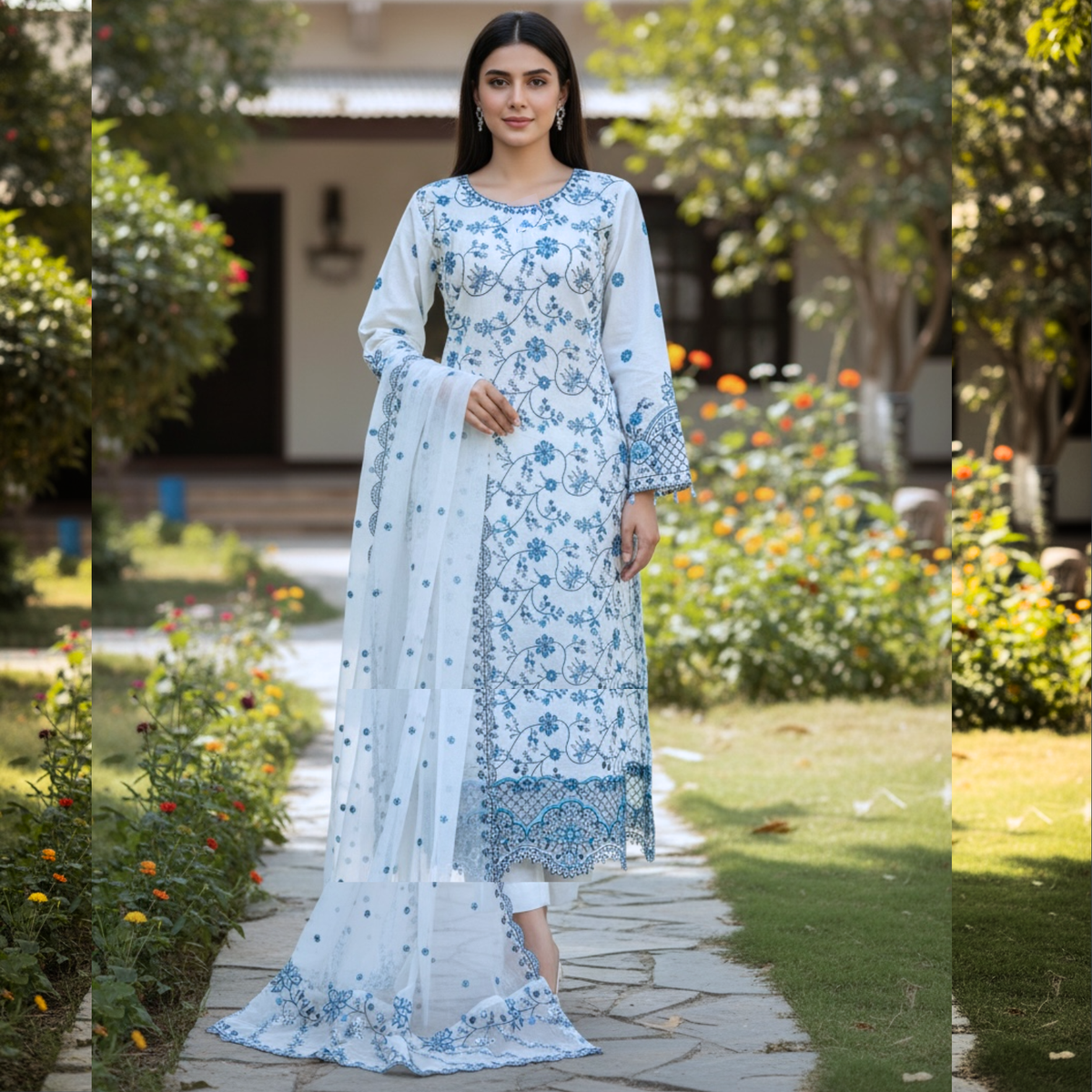 Embroidered Lawn Three Piece Suit