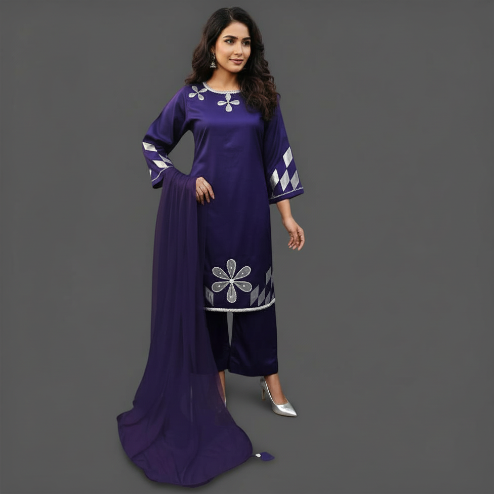 Lawn Three Piece Suit with Chiffon Dupatta