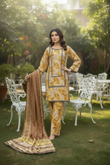 Lawn Three Piece Suit With Lawn dupatta