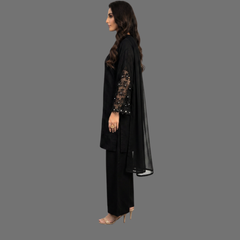 Lawn Three piece suit with Chiffon dupatta