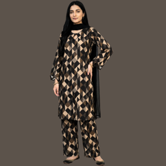 Lawn Three Piece Suit with Chiffon dupatta