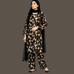 Lawn Three Piece Suit with Chiffon dupatta