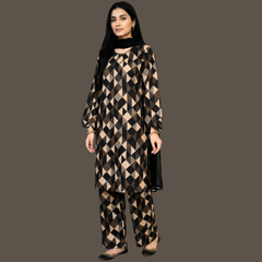 Lawn Three Piece Suit with Chiffon dupatta
