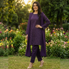 Chikankari lawn three piece suit with lawn dupatta