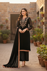 Chiffon Three Piece Suit with Chiffon Dupatta