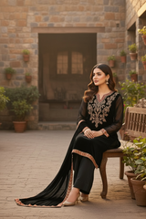 Chiffon Three Piece Suit with Chiffon Dupatta