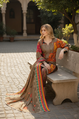Embroidered Lawn Three Piece Suit with Lawn Dupatta
