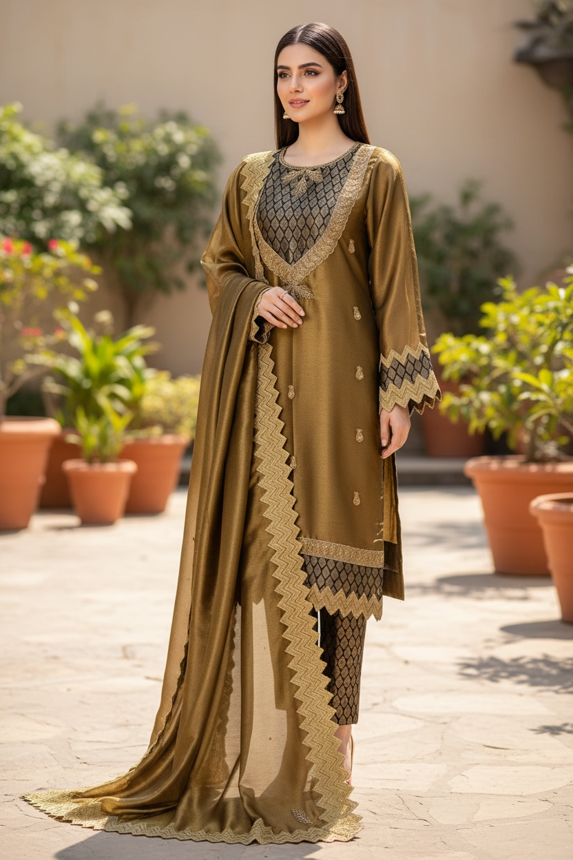 Shabnam organza Three Piece Suit With Shabnam organza dupatta