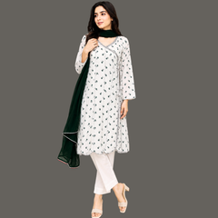 Lawn Three Piece Suit with Chiffon Dupatta