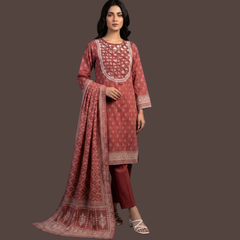 Lawn three Piece Suit With Lawn Dupatta