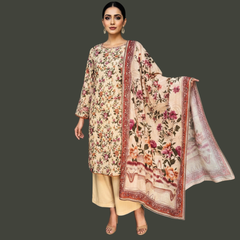 Lawn  Three Piece Suit With Lawn dupatta