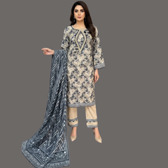 Lawn Three Piece Suit With Lawn dupatta