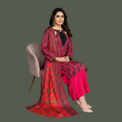 Lawn Three Piece Suit With Lawn Dupatta