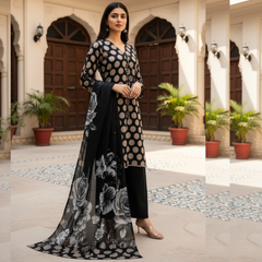 Lawn Three Piece Suit With Lawn Dupatta