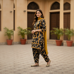 Lawn Three Piece Suit With Chiffon Dupatta