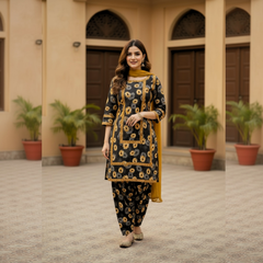 Lawn Three Piece Suit With Chiffon Dupatta
