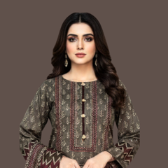 Lawn Three Piece Suit With Lawn Dupatta