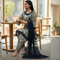 Lawn Three Piece Suit With Chiffon Dupatta