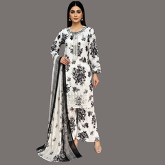 Embroidered Lawn Three Piece Suit with Chiffon Dupatta