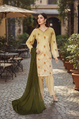 Embroidered Lawn Three Piece Suit With Chiffon Dupatta