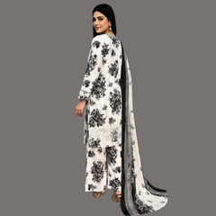 Embroidered Lawn Three Piece Suit with Chiffon Dupatta