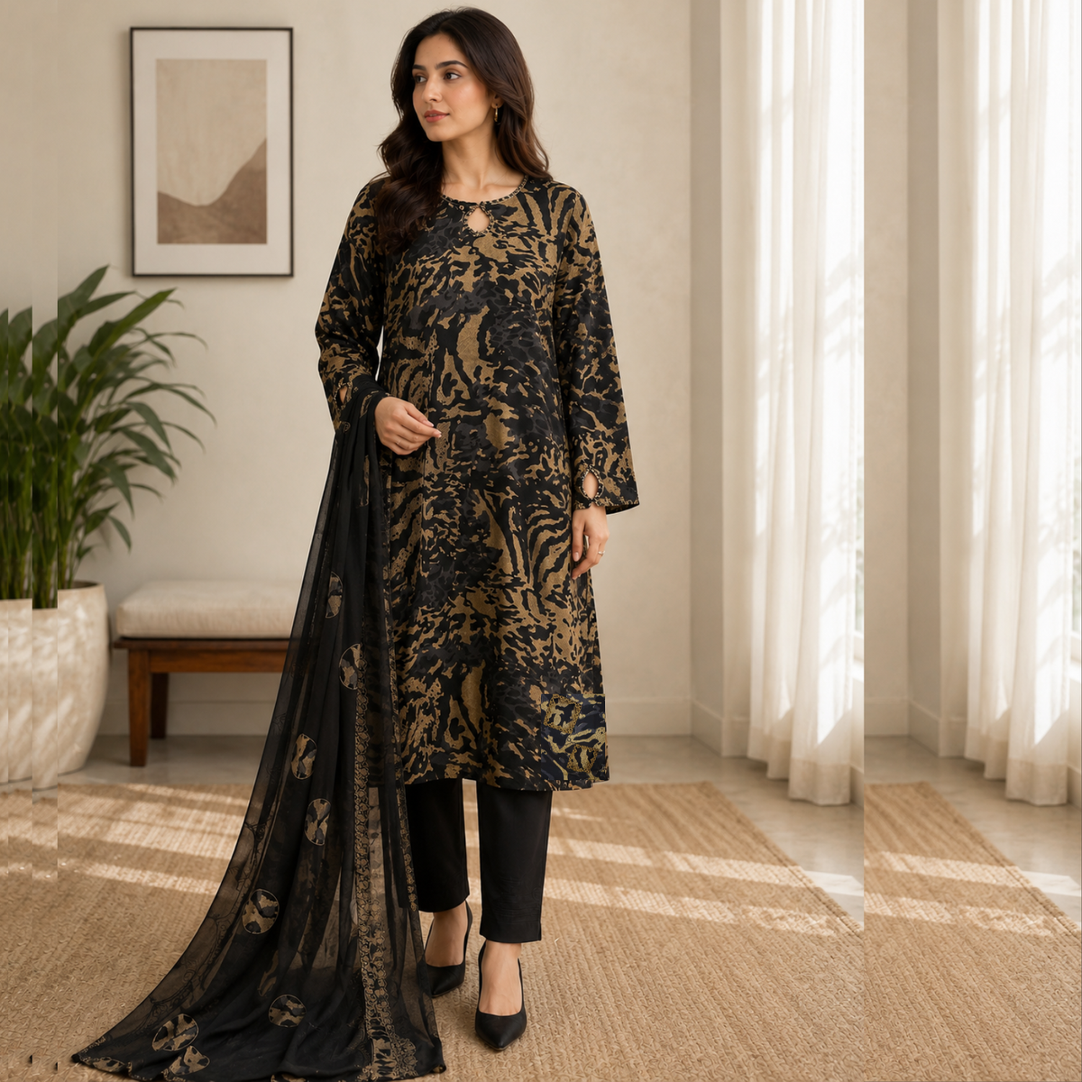 Lawn three piece suit