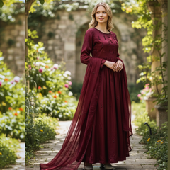 Sheesha Silk Three piece Frock With Sheesha Silk Dupatta