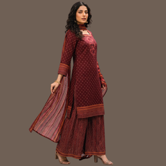 Lawn three piece suit with lawn dupatta