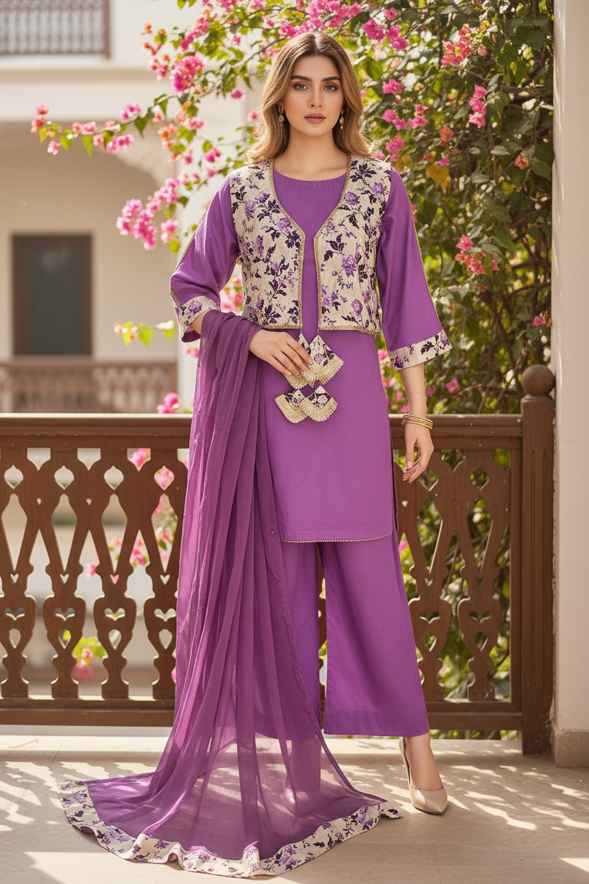 Lawn three piece suit