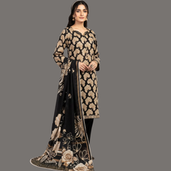Lawn three piece suit with lawn dupatta