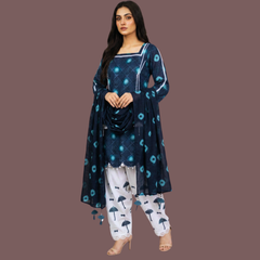 Lawn three piece suit with Farshi shalwar