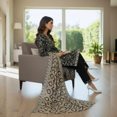 Lawn Three Piece Suit With Lawn Dupatta