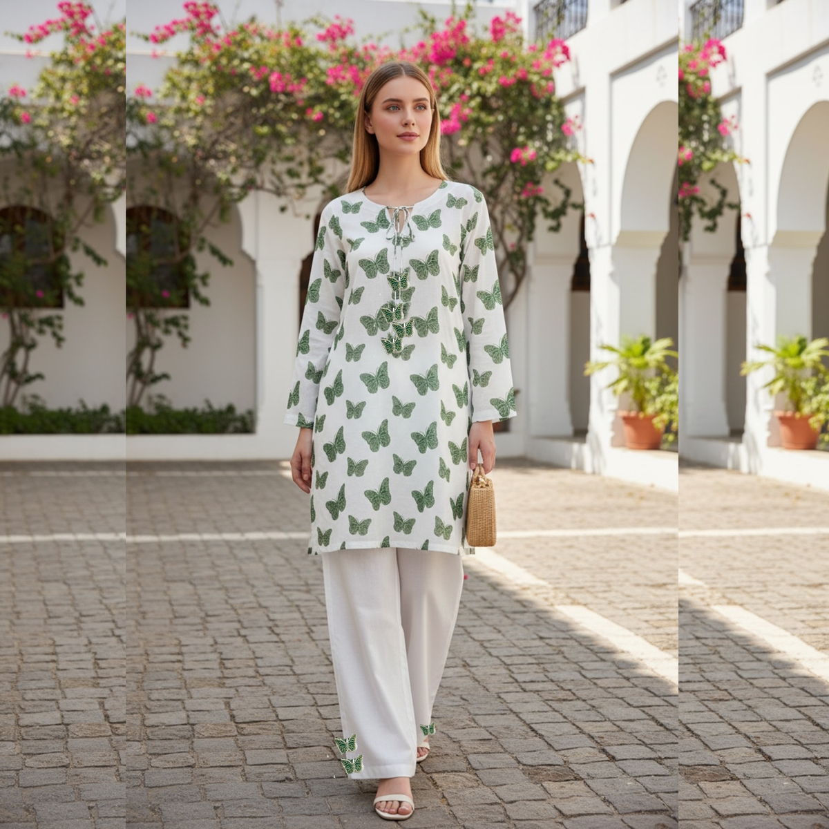 Lawn two piece Butterfly Suit with Farshi Shalwar