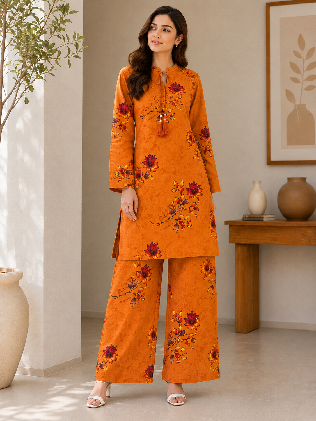 Lawn two piece suit