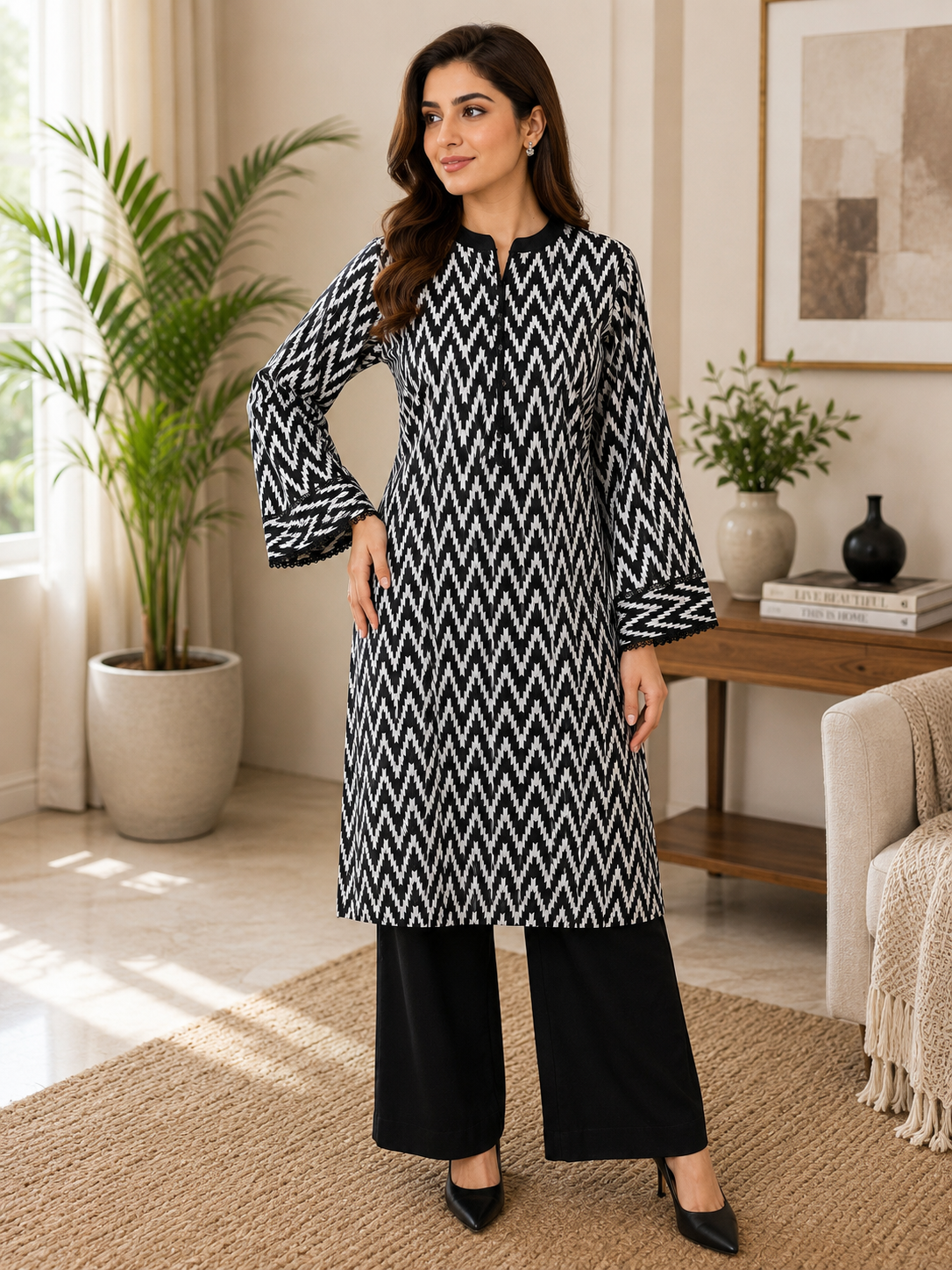 Lawn two piece suit