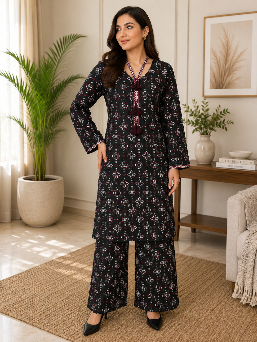 Lawn two piece suit