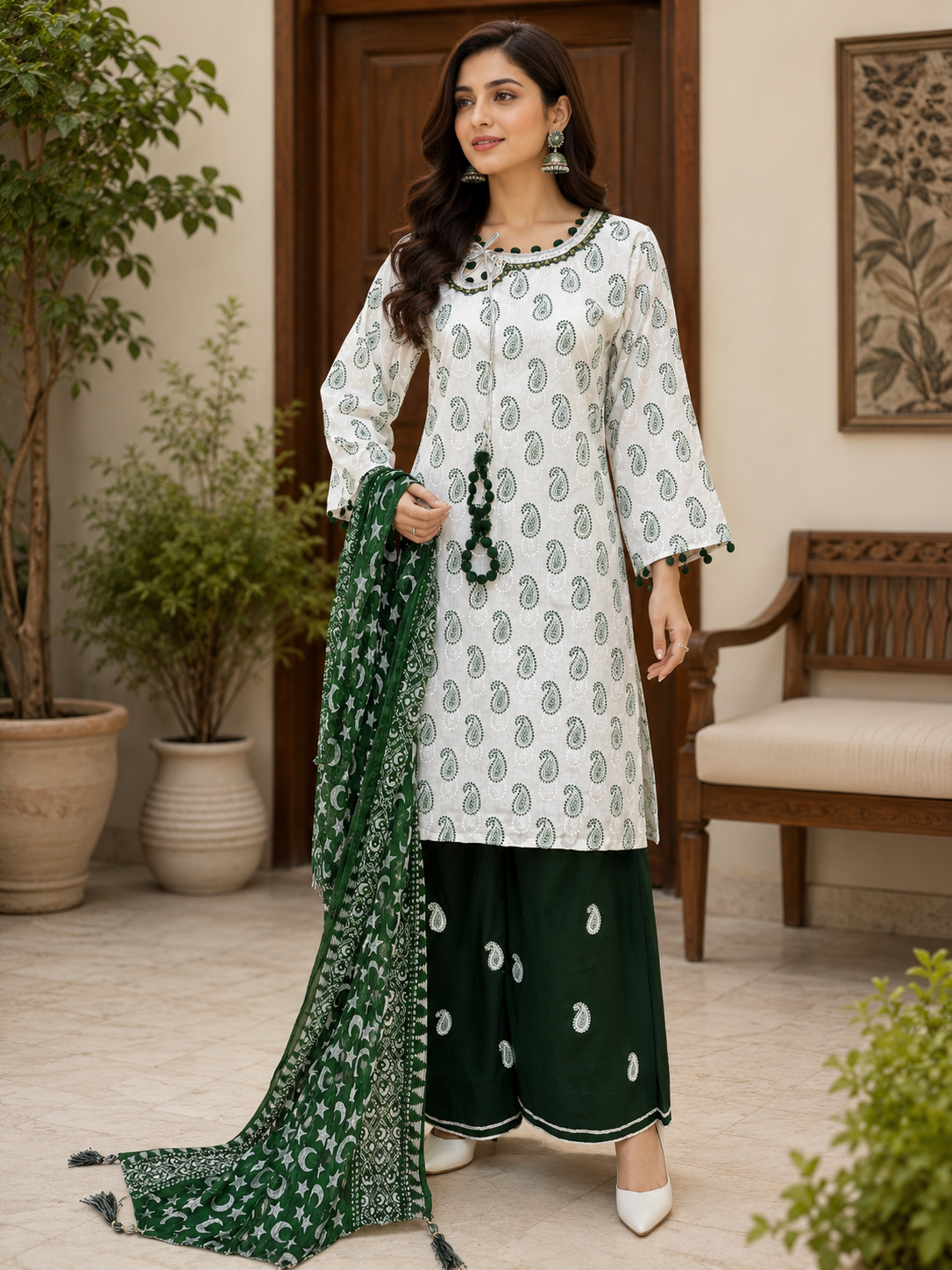 Lawn three piece suit with dupatta