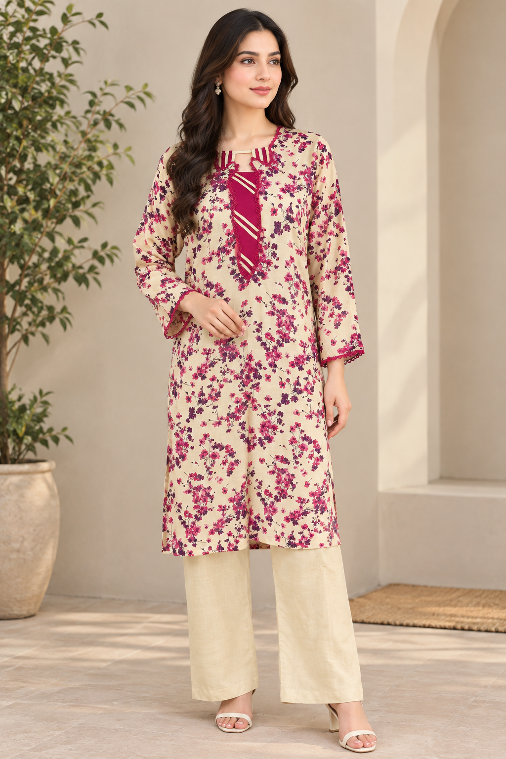 Slub Lawn two piece suit