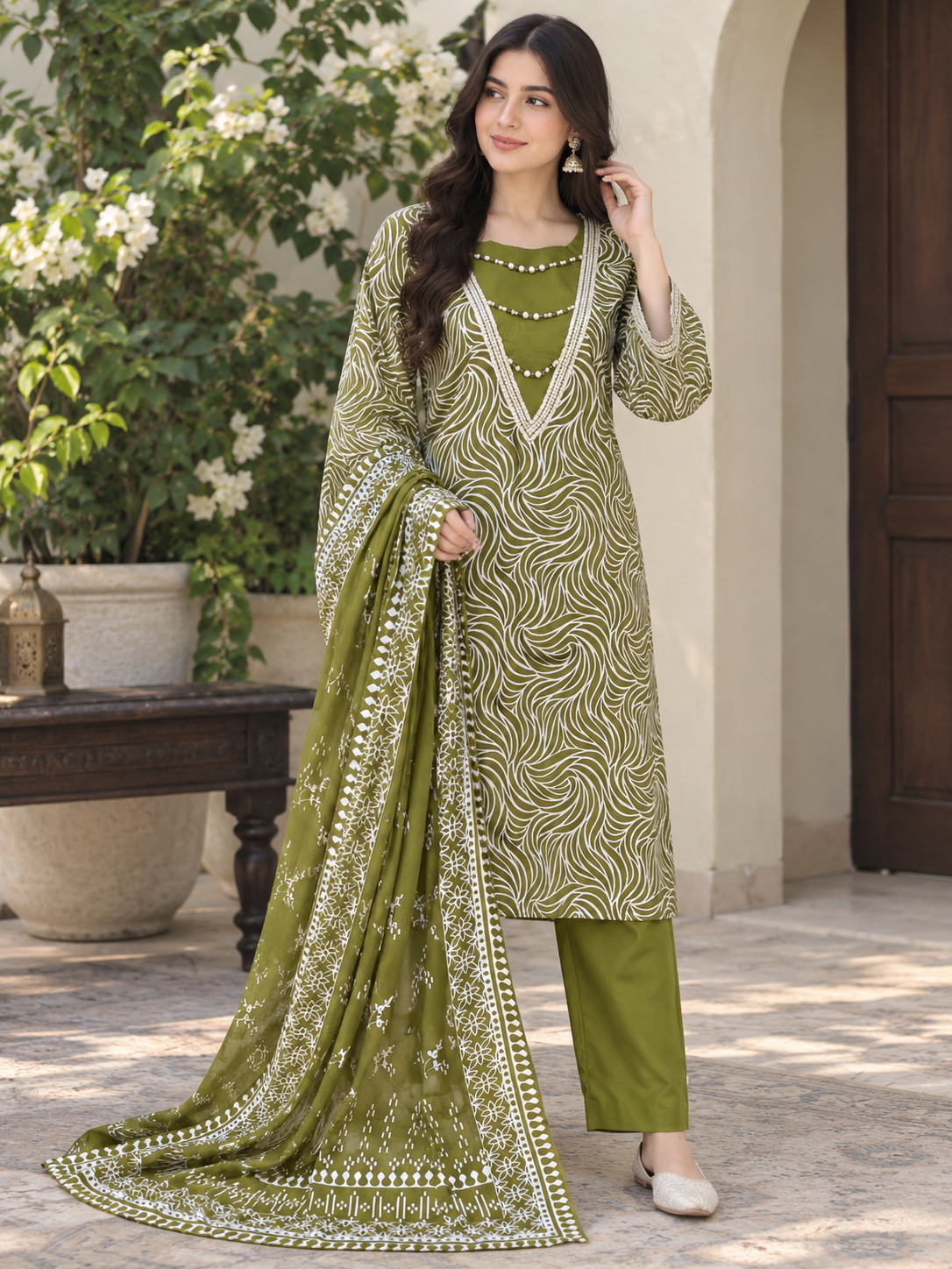 Lawn three piece suit