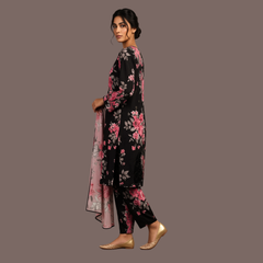 Embroidered lawn three piece suit with Chiffon dupatta