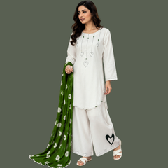 Lawn Three piece suit with Chiffon dupatta