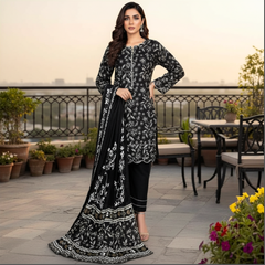 Lawn Three Piece Suit With Lawn Dupatta