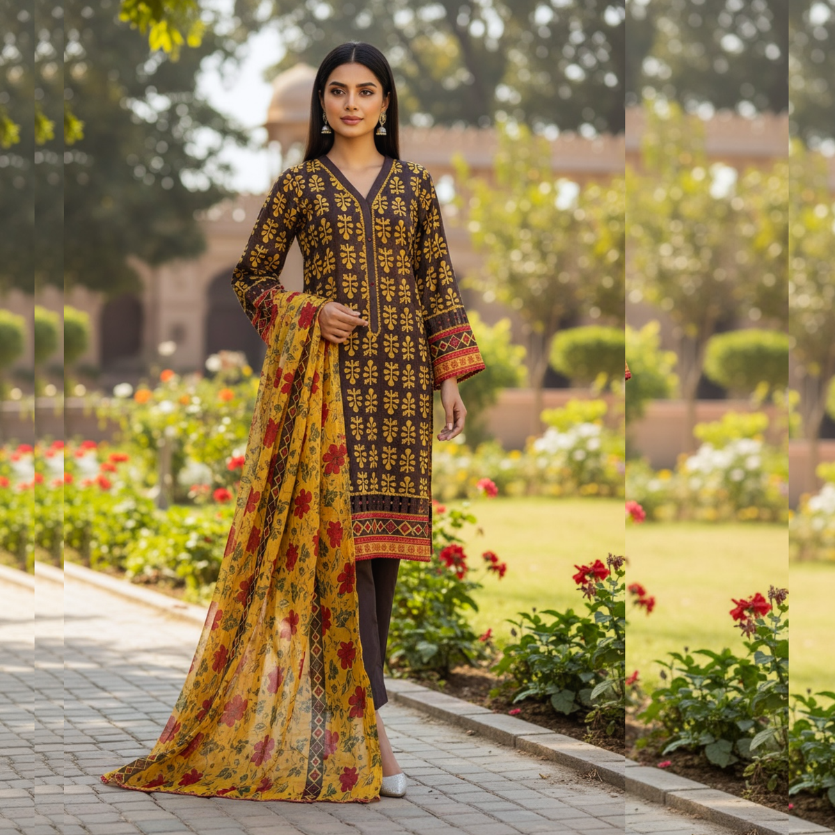 Lawn Three Piece Suit With Lawn Dupatta
